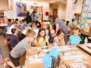 First-graders at Highland Lakes Elementary  learning how to code with Ozobot.