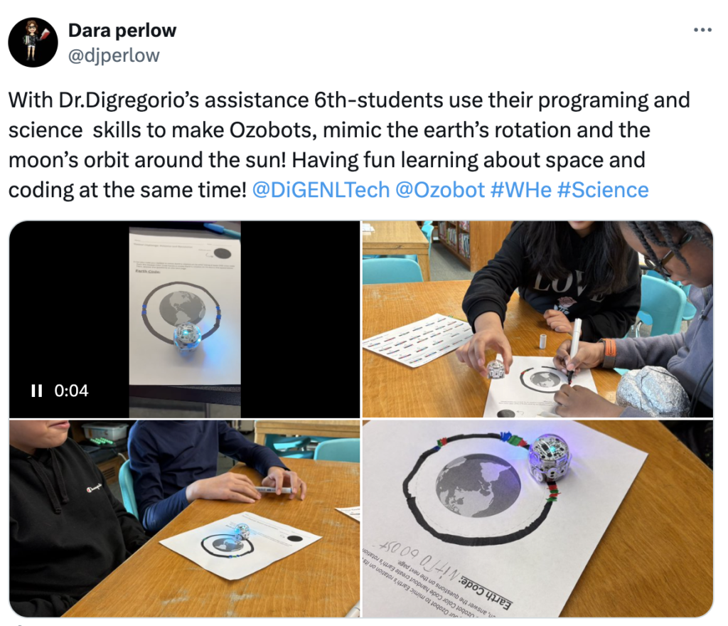 6th grade students use their programming and science skills to make Ozobots mimic the earth's rotation