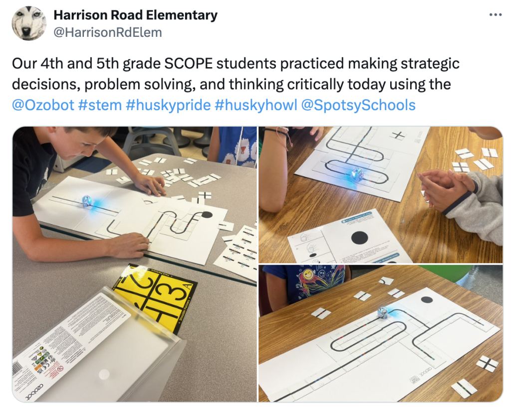 September OzoThings: students use Ozobots and Color Code Magnets to create their own unique track for Evo