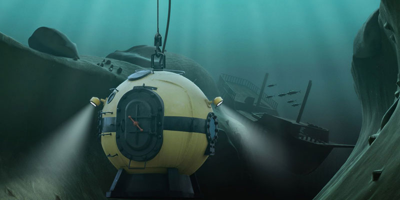 A robot helps humans search a shipwreck