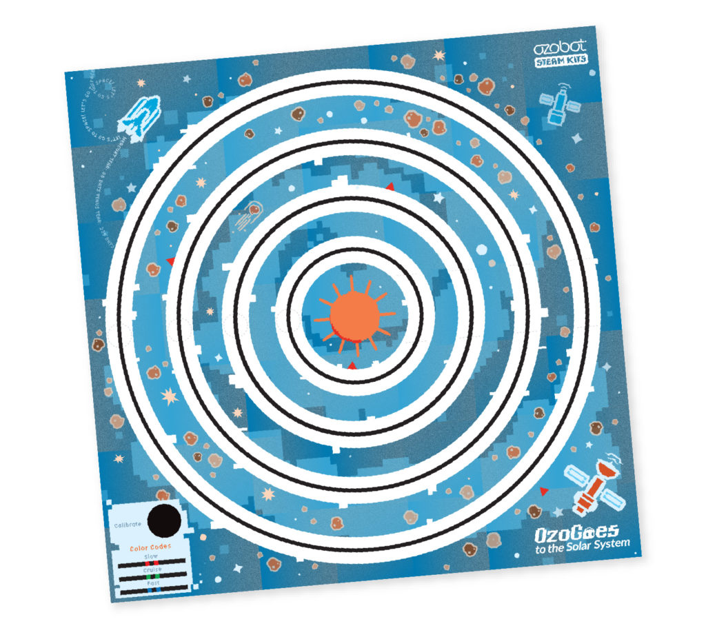 Ozogoes to the Solar System game board by Ozobot