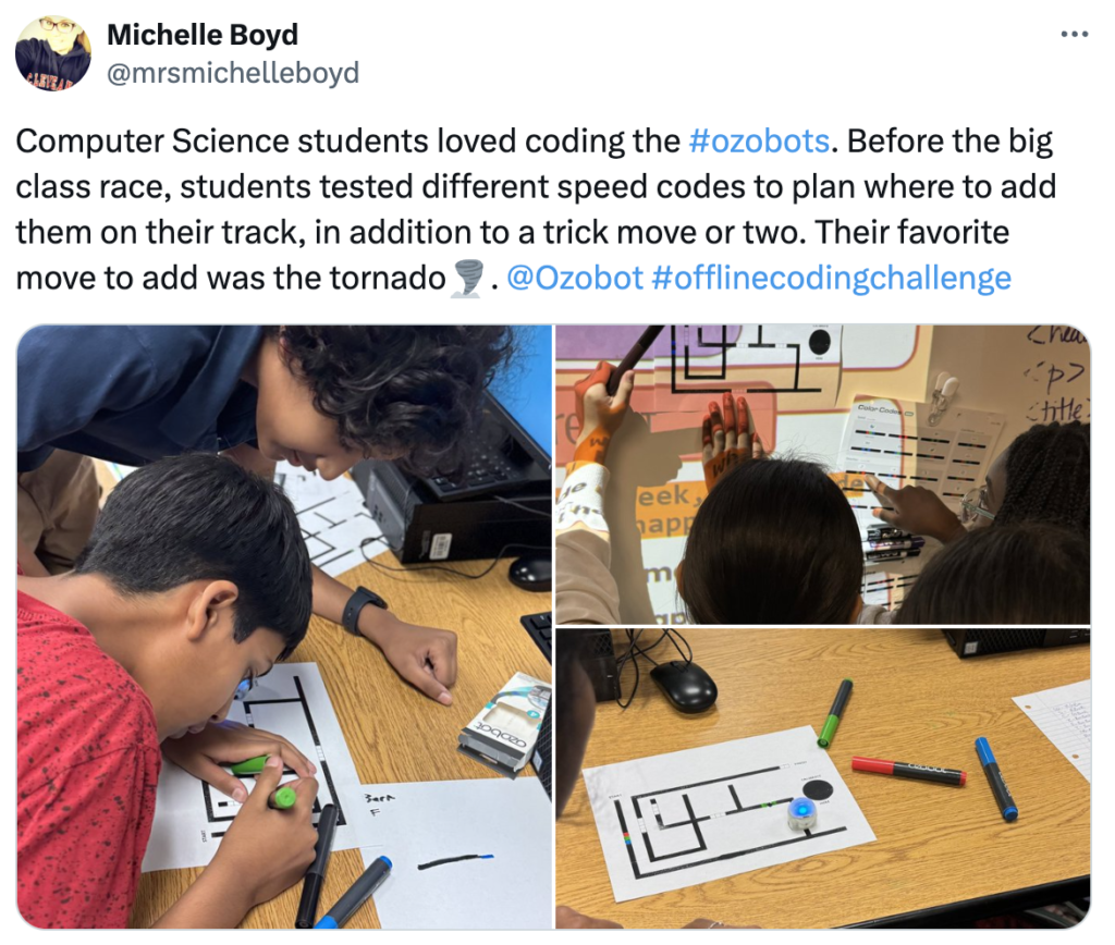 September OzoThings: computer science students practice speed codes with Ozobots