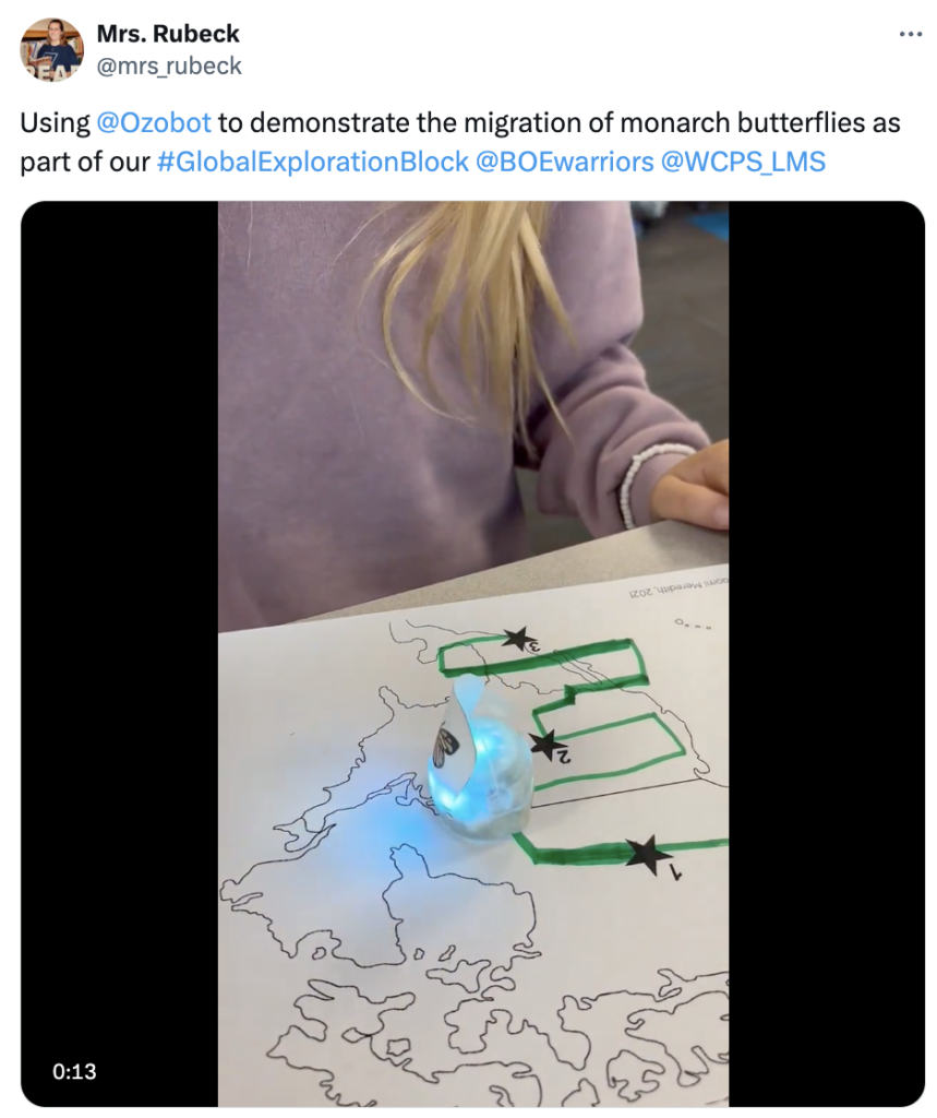 September OzoThings: students explore monarch butterfly migration using Ozobots to track their journey